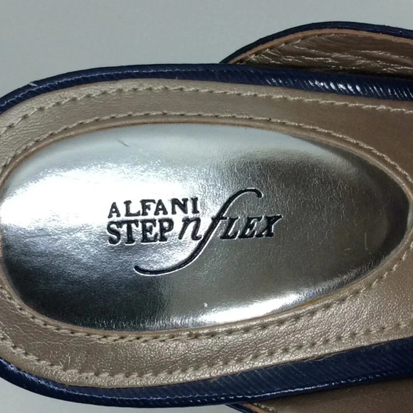 Navy Open Toe SlipOn Heeled Sandals - Picture 7 of 8